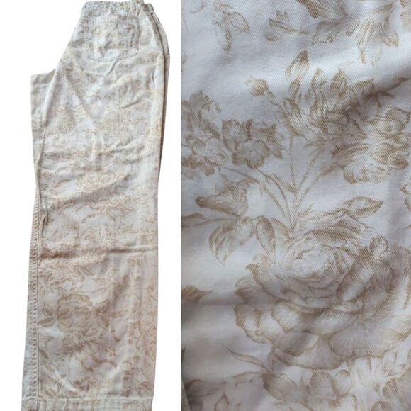Talbots Denim - Talbots Cream and Tan Floral Jeans